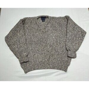 Old Glory Sweater Mens Large Tan Pullover Vintage Chunky Preppy